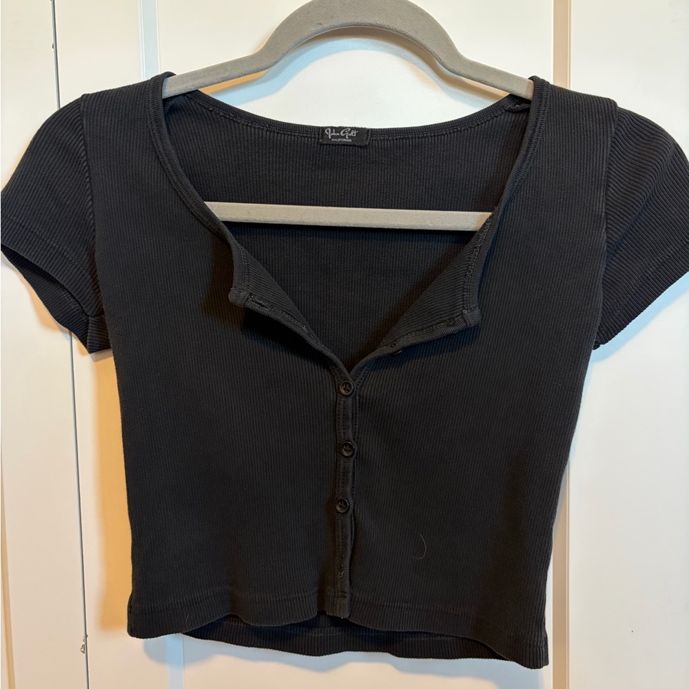 Brandy Melville Charcoal Buttoned Crop Top